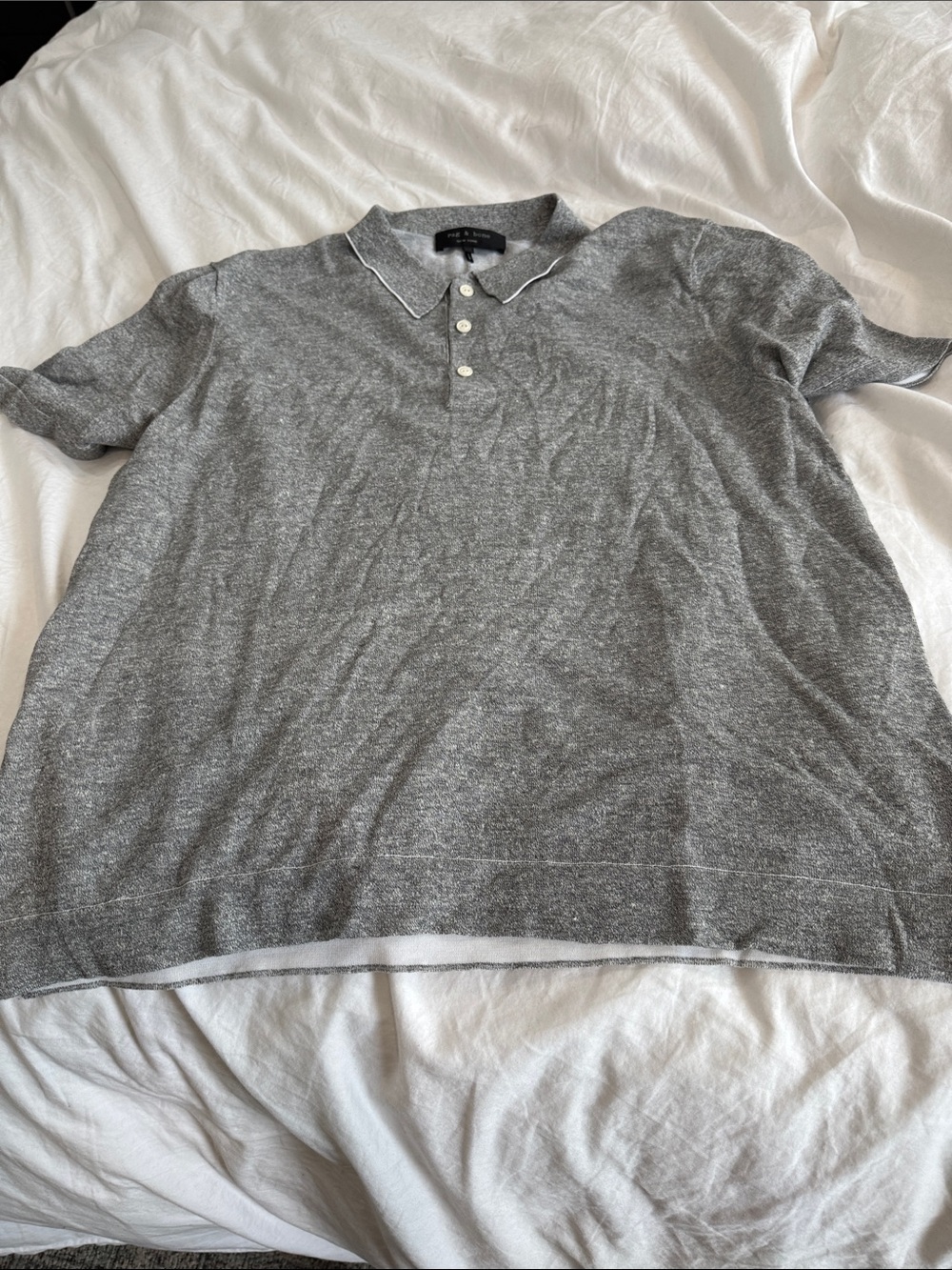 rag & bone Men's Heather Gray Polo with Contrast Trim